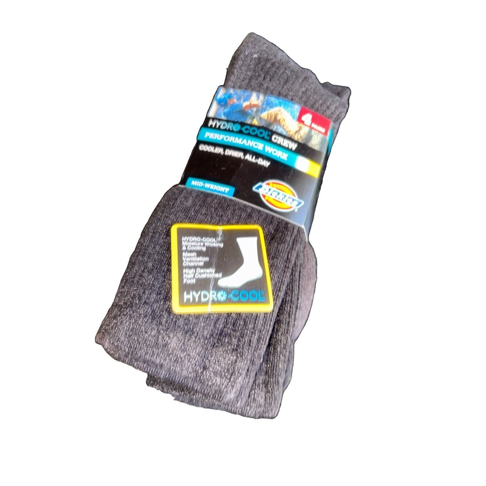 Dickies Hydro Cool Performance‎ Work 4 Pair Crew Socks - Men's 6-12 Dry All Day